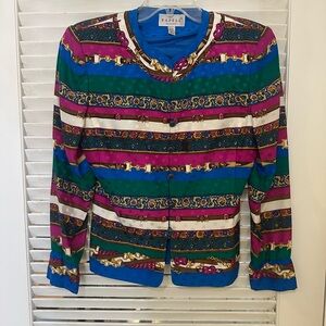 Colorful Silk Papell Striped Blouse